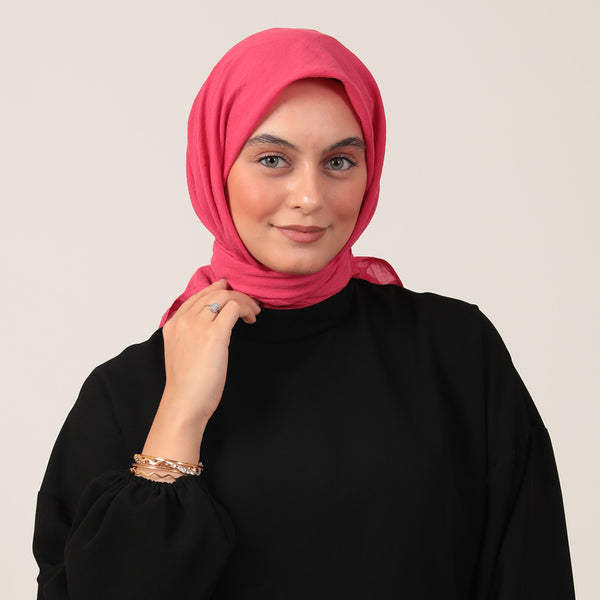 Bambu Pamuk Eşarp - Fuşya