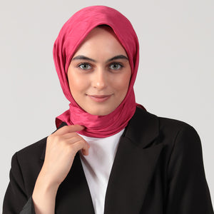 Pamuk Jakar - Büyük Kazayağı Desen Eşarp - Fuşya