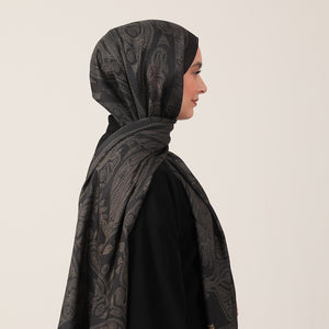 Pamuk İpek Şal - Mistik Desen - Siyah Gold