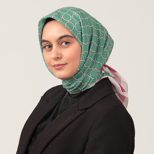 Pamuk İpek Eşarp - Halka Desen - Fıstık Yeşili