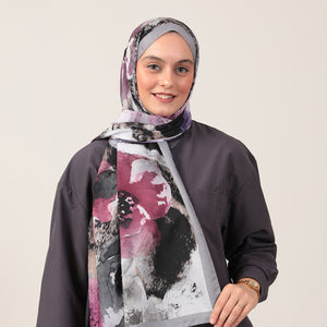 Pamuk İpek Şal - Hatmi Desen - Füme