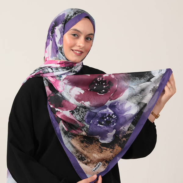 Pamuk İpek Şal - Hatmi Desen - Sümbül