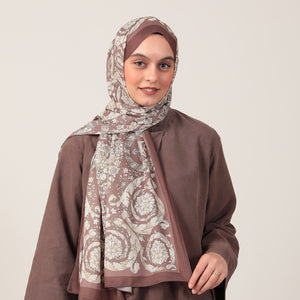Pamuk İpek Şal - Dönence Desen - Mocha