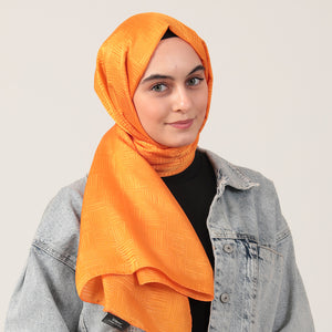 Pamuk Jakar Çizgi Desen Şal - Orange