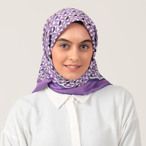 Twill Eşarp - Puzzle Desen - Mor