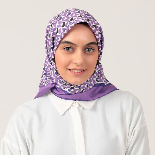 Twill Eşarp - Puzzle Desen - Mor