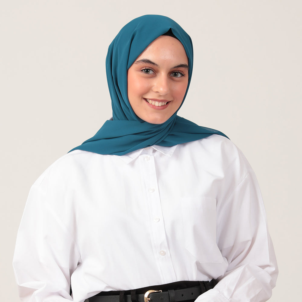 Şifon Şal - Petrol Mavisi