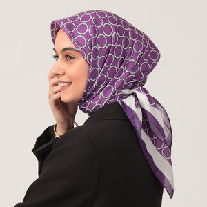 Pamuk İpek Eşarp - Halka Desen - Leylak