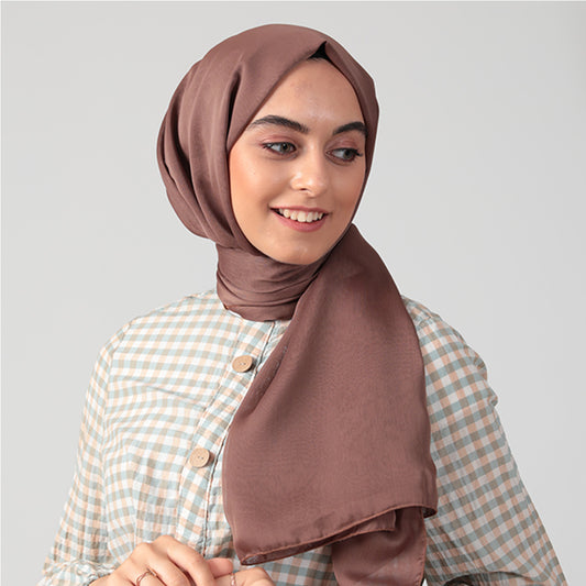 Janjanlı Şifon Şal - Çikolata