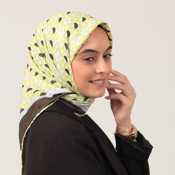 Twill Eşarp - Puzzle Desen - Lime