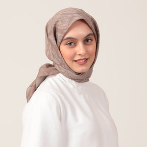 Pamuk İpek Eşarp - Mistik Desen - Sütlü Kahve