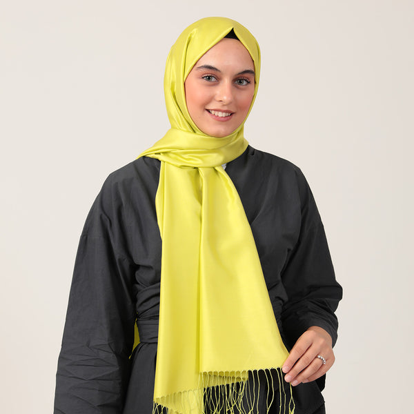 %100 İpek Şal - Lime
