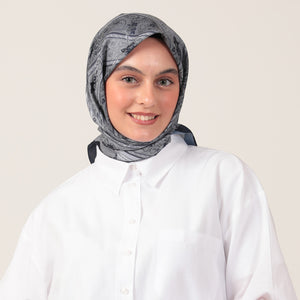 Pamuk İpek Eşarp - Etro Desen - Lacivert