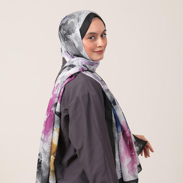 Pamuk İpek Şal - Hatmi Desen - Siyah