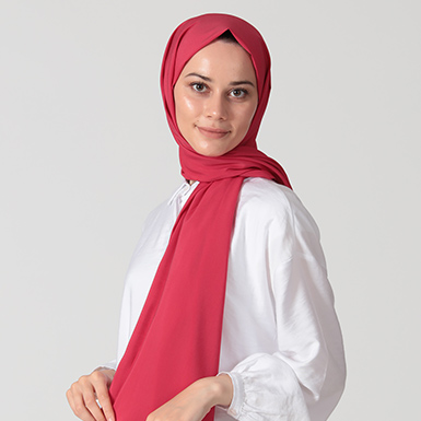 ipekistanbul - %30 İpekli Düz Renk Pamuk Şal - Kırmızı