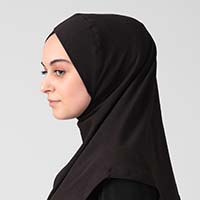 Boyunluklu Hijab Bone - Çapraz - Siyah - Thumbnail