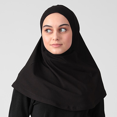 Boyunluklu Hijab Bone - Düz - Siyah