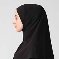 Boyunluklu Hijab Bone - Düz - Siyah - Thumbnail