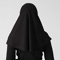 Boyunluklu Hijab Bone - Düz - Siyah - Thumbnail