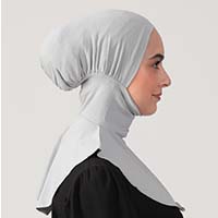 Boyunluklu Hijab Bone - Özel Üretim - Gri - Thumbnail