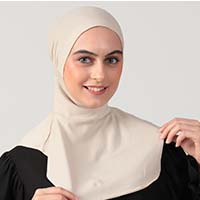 Boyunluklu Hijab Bone - Özel Üretim - Vizon - Thumbnail