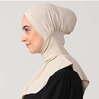Boyunluklu Hijab Bone - Özel Üretim - Vizon - Thumbnail