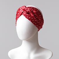 Desenli Saç Bandı - Kırmızı Ekru - Thumbnail
