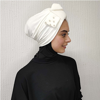 ipekistanbul - Fiyonklu Hazır Bone - Ekru