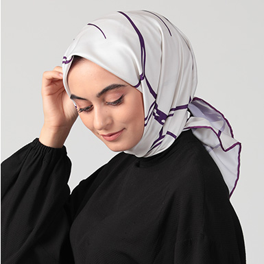 ipekistanbul - Gelincik Desen - Twill Eşarp - Ekru Mor