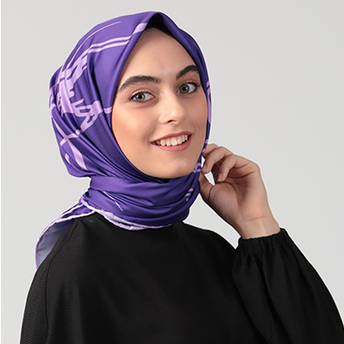 ipekistanbul - Gelincik Desen - Twill Eşarp - Mor