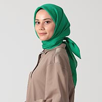 İpekli Günlük 100x100 cm Eşarp - Benetton Yeşil - Thumbnail