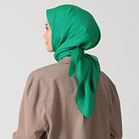 İpekli Günlük 100x100 cm Eşarp - Benetton Yeşil - Thumbnail
