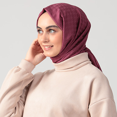 ipekistanbul - Kazayağı Desen - Pamuklu Şal - Mürdüm