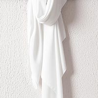 Medine İpeği Eşarp 110 x 110 cm - Beyaz - Thumbnail