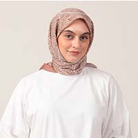 Pamuk İpek Eşarp - Henna Desen - Camel - Thumbnail