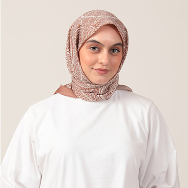 ipekistanbul - Pamuk İpek Eşarp - Henna Desen - Camel