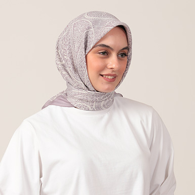 ipekistanbul - Pamuk İpek Eşarp - Henna Desen - Lila