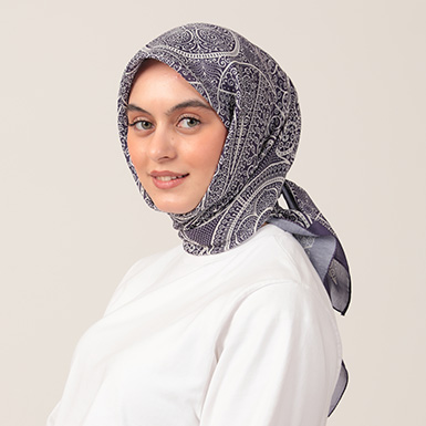 ipekistanbul - Pamuk İpek Eşarp - Henna Desen - Mor