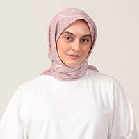 Pamuk İpek Eşarp - Henna Desen - Pembe - Thumbnail