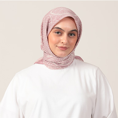 ipekistanbul - Pamuk İpek Eşarp - Henna Desen - Pembe