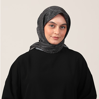 ipekistanbul - Pamuk İpek Eşarp - Henna Desen - Siyah