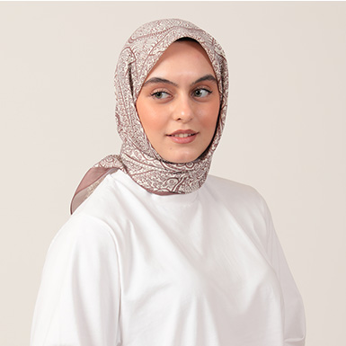 ipekistanbul - Pamuk İpek Eşarp - Henna Desen - Tatlı Ekru