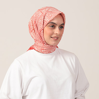 ipekistanbul - Pamuk İpek Eşarp - Henna Desen - Turuncu