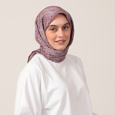 ipekistanbul - Pamuk İpek Eşarp - Mandala Desen - Mürdüm