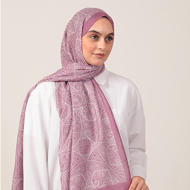 ipekistanbul - Pamuk İpek Şal - Henna Desen - Lila