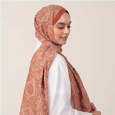 ipekistanbul - Pamuk İpek Şal - Henna Desen - Tarçın