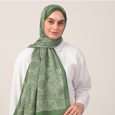 ipekistanbul - Pamuk İpek Şal - Henna Desen - Yeşil