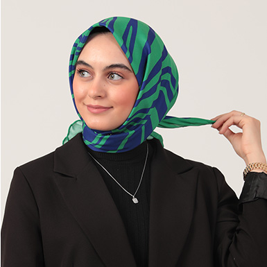 ipekistanbul - Pamuklu Soft Eşarp - Çizgi Desen - Benetton Yeşili