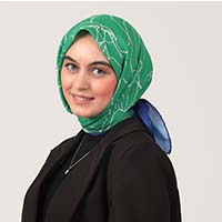 Pamuklu Soft Eşarp - Gelincik Desen - Benetton Yeşili - Thumbnail