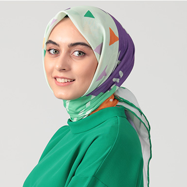 ipekistanbul - Pamuklu Soft Eşarp - Prizma Desen - Benetton